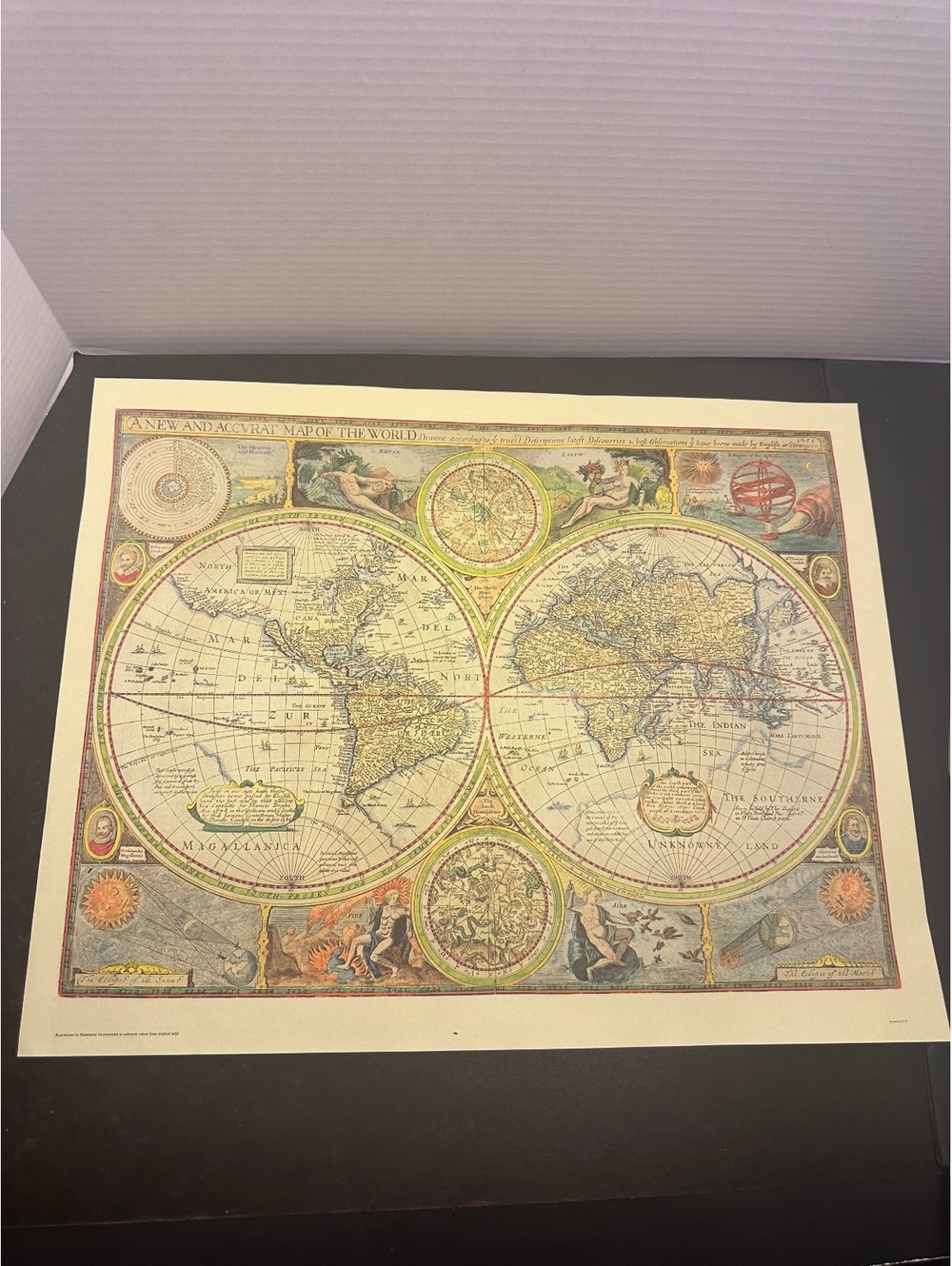 John Speed 1651 World Map Reproduction Hammond Vintage 16 x 20
